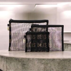 BEIS Accessories Beis The Mesh Pouch Trio In Black Poshmark